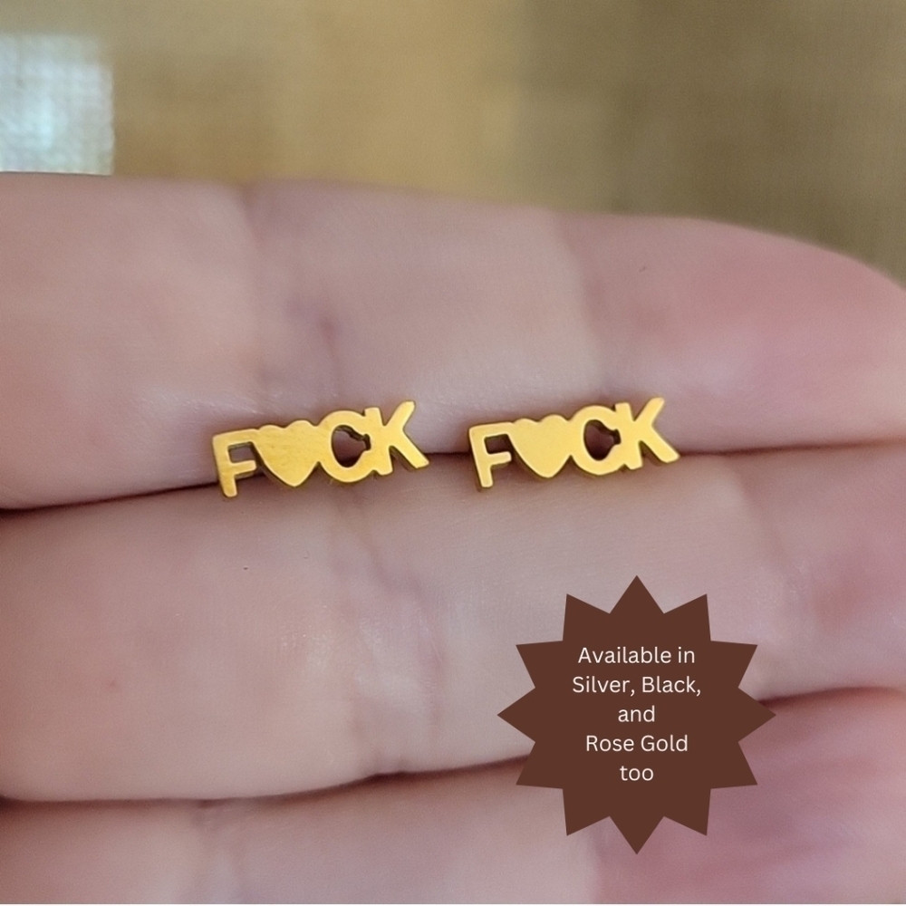F BOMB Profanity Stud Earrings, choice of color